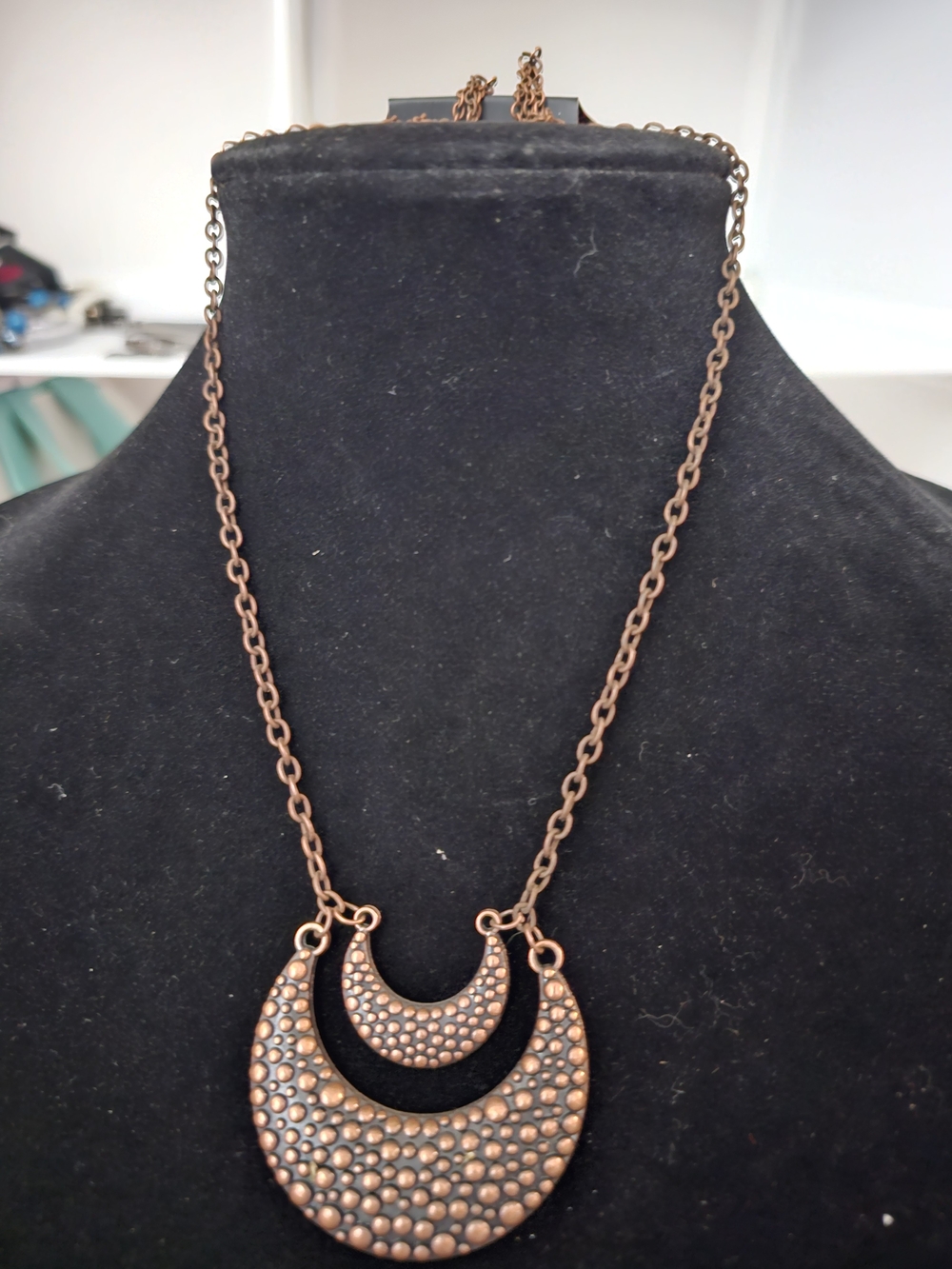 paparazzi Copper-Tone Double Crescent Pendant Necklace